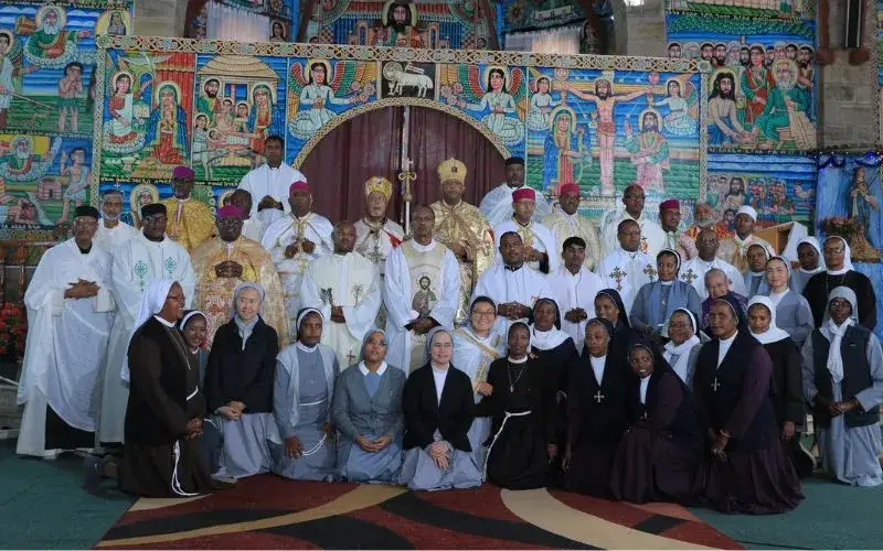 Catholic bishops and clergy gather with religious in Ethiopia ahead of a new statement from the bishops there. | Credit: CBCE