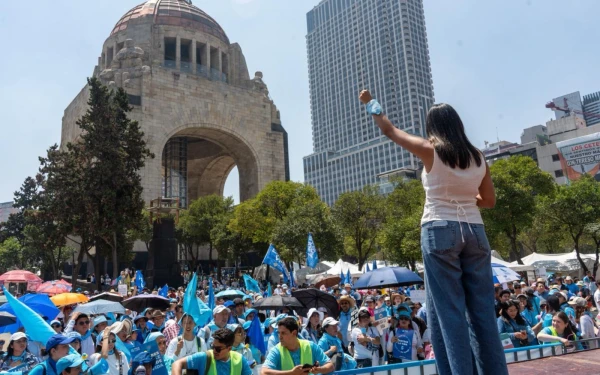 A woman speaks at the March for Life in Mexico on April 25, 2026. | Credit: Pasos por la Vida