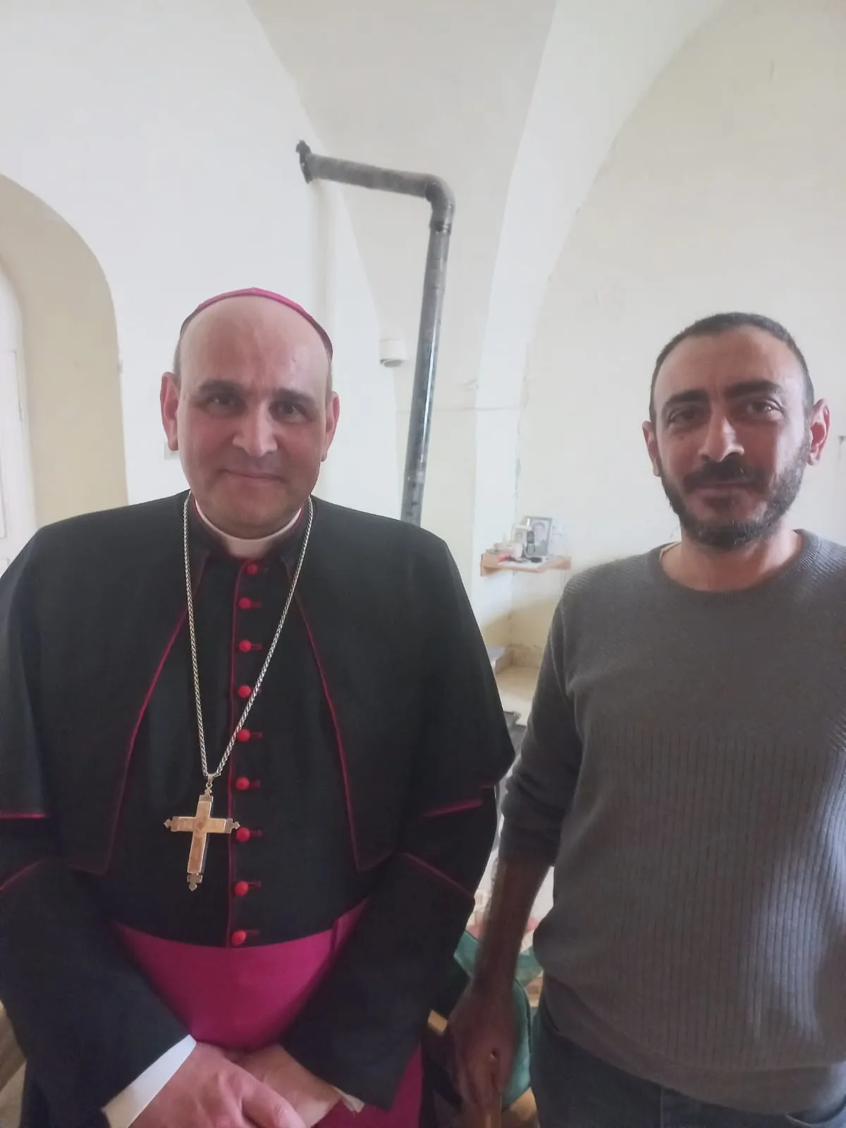 Adib Ajaka, mayor of the village of Yaroun, is pictured with the apostolic nuncio to Lebanon, Archbishop Paolo Borgia. | Credit: Photo courtesy of Adib Ajaka