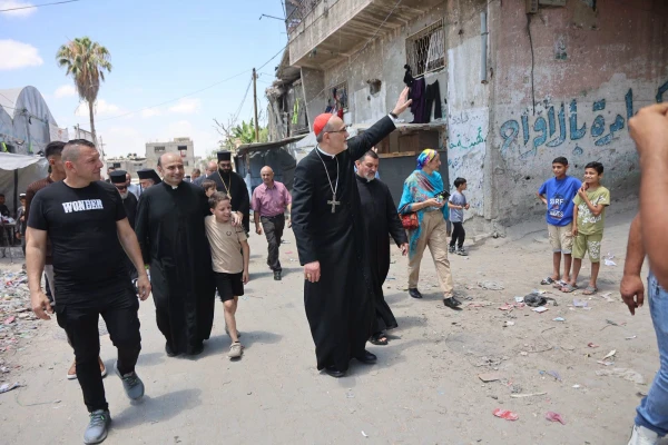 Cardinal Pizzaballa in the Gaza Strip. | Credit: Latin Patriarchate of Jerusalem