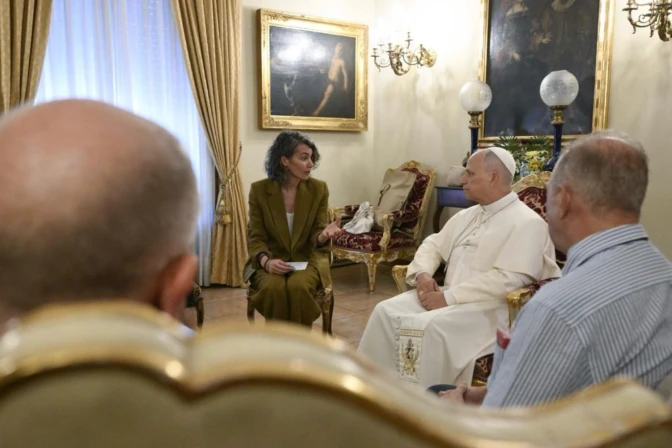 Pope Leo XIV meets with victims of Church abuse in Madrid, June 8, 2026. | Credit: Vatican Media